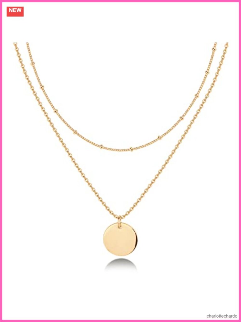 14K Gold Plated Layered Coin Pendant Necklace Women Hypoallergenic Gift